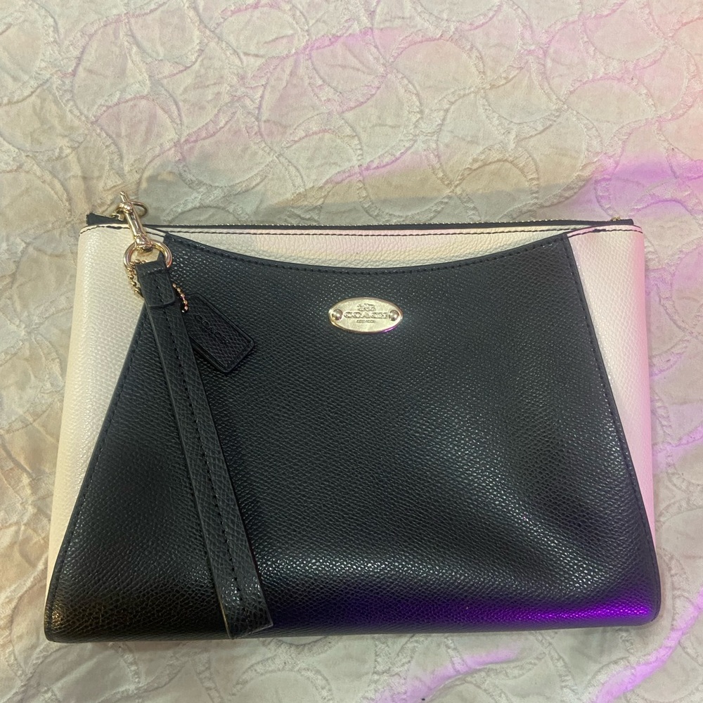 Black and White Leather Clutch